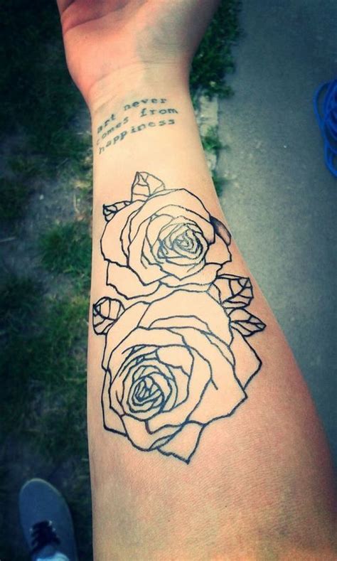 Black Outline Two Rose Tattoo On Right Forearm Pencil Pinterest