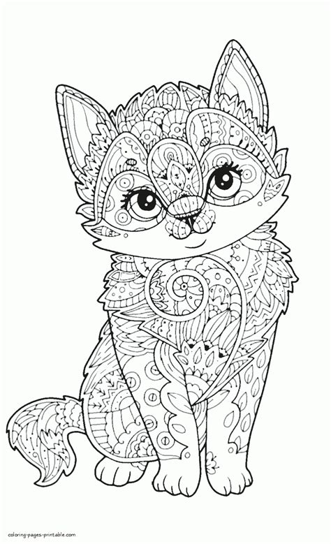 Adult Coloring Animal Pages Cute Cat Coloring Pages Printablecom