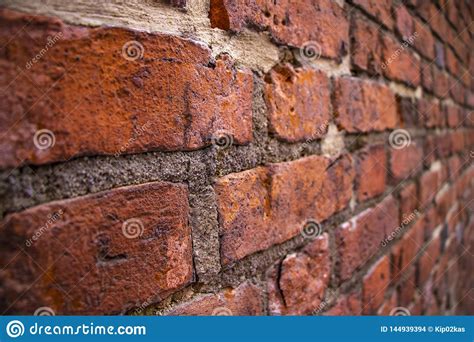 Old Brick Wall Old Texture Of Red Stone Blocks Closeup Stock Photo