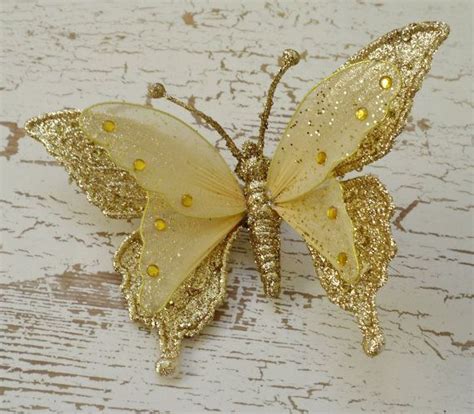One Jumbo Gold Glitter Butterfly Embellishment On Clip 7 Etsy