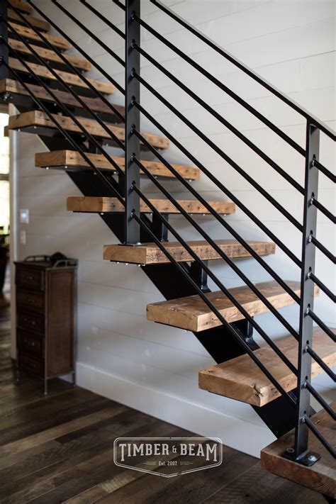 Huge selection and inspirational images, latest architectural staircases design our modern stairs come in many different materials, colors and finishes, real appealing design solutions. Reclaimed Pine Stair Treads in a Modern Industrial meets Rustic Home. Timber & Beam Custom ...