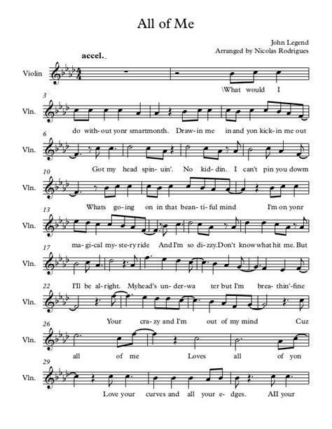 Download the pdf, print it and use our learning tools to master it. John Legend All of Me Violin by Nicolas Rodrigues via slideshare | Sheet Music | Pinterest ...