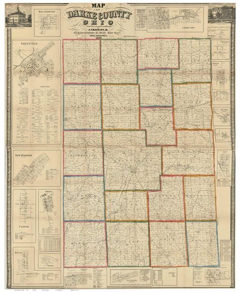 Darke County Ohio 1857 Old Wall Map Reprint With Homeowner Etsy