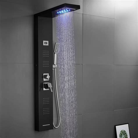 Buy Rovogo Stainless Steel Shower Panel Tower System Led Rainfall Waterfall Shower Head 3
