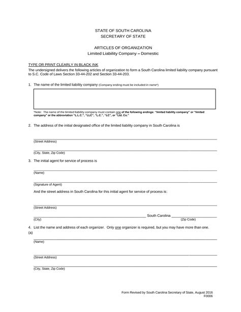 Template for internal staff letter. South Carolina LLC - How To Form an LLC in South Carolina