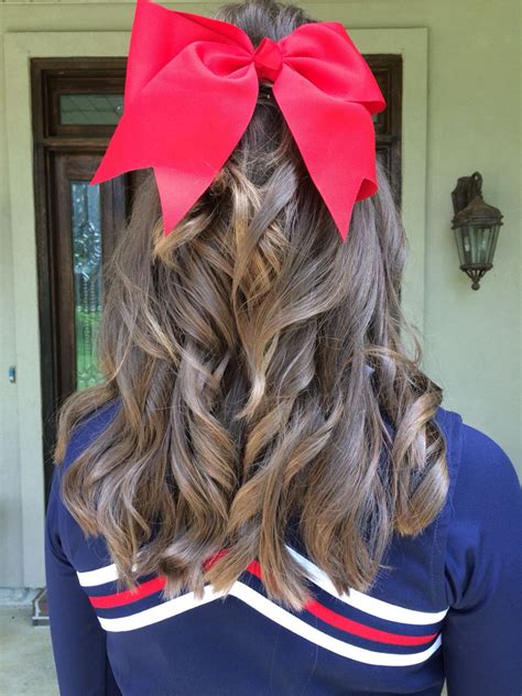Loving My Half Up Hair Style With Bow Bow Hairstyle Cheerleading