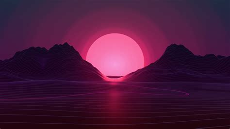 Vaporwave Purple Sunset Wallpaper Backiee