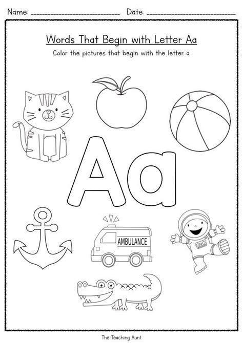 Free Beginning Letter Sounds Worksheets The Teaching Aunt Alphabet