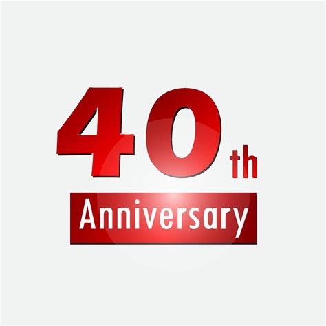 Red 40th Year Anniversary Celebration Simple Logo White Background