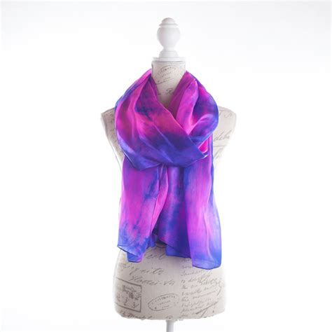 Bright Pink And Blue Silk Scarf Magnificent Shocking Pink And Etsy