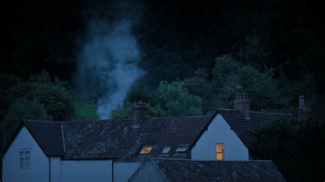Houses In The Evening With Smoke Rising Stock Footagesmokeevening