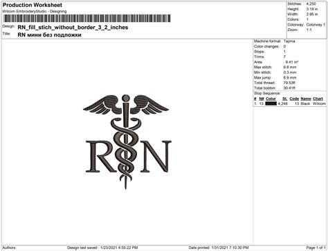 Registered Nurse Embroidery Design Rn Medical Caduceus Etsy