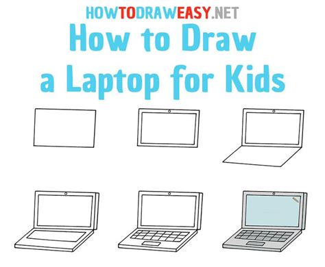 How To Draw A Laptop Step By Step Drawing Tutorials For Kids Drawing