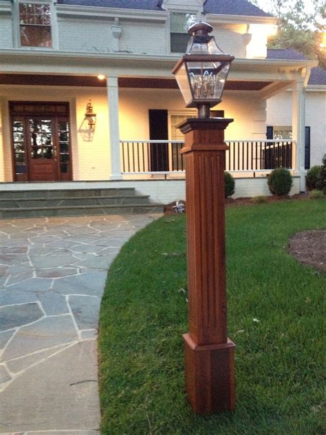 Cedar Lamp Post To Match Cedar Shingles And Red Brick Grey Stucco And