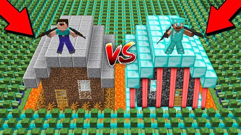 1000 Zombie Army Vs Castle House Protect Noob Vs Pro In Minecraft