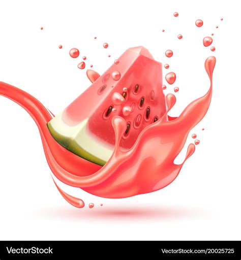 Realistic Red Watermelon Juice Splash Royalty Free Vector