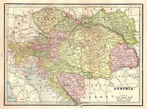 1893 Antique Austria Map Vintage Map Of Austria Gallery Wall Art
