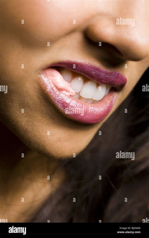 Closeup Of Woman Chewing Gum Stock Photo Alamy