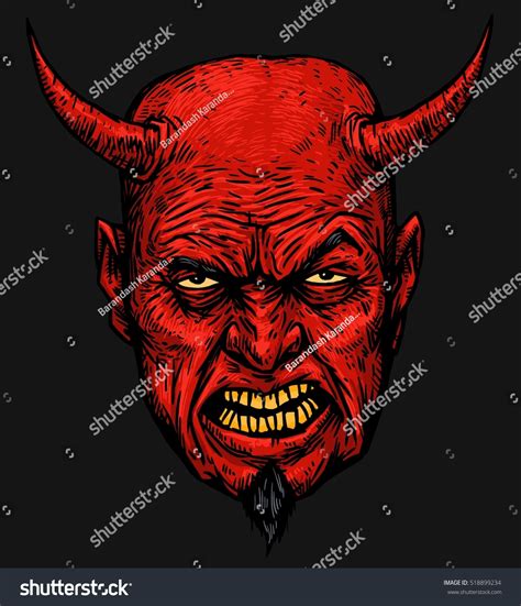 Stock Ilustrace „angry Devil Head Demon Satan Halloween 518899234