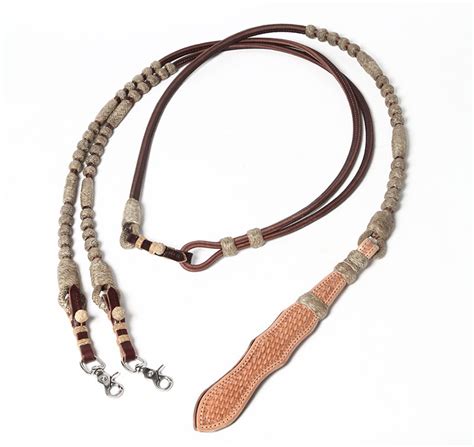 Leather Romal Reins With Rawhide Buttons Dennis Moreland Tack