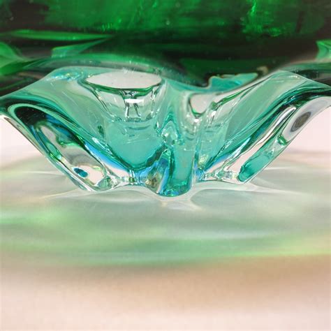 Vintage Mid Century Murano Italian Green Blue Pulled Art Glass Etsy