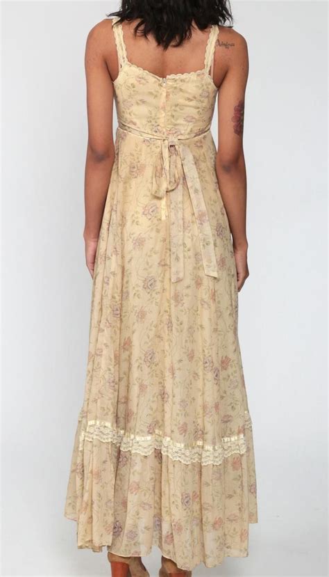 Gunne Sax Dress Floral Sundress Vintage 70s Maxi Prairie Bohemian Dress