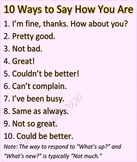 10 Ways To Say How You Are English Learn Site