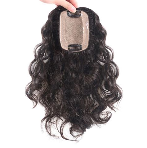 Human Hair Clip In Toppers For Women Wavy Curly 7x10cm