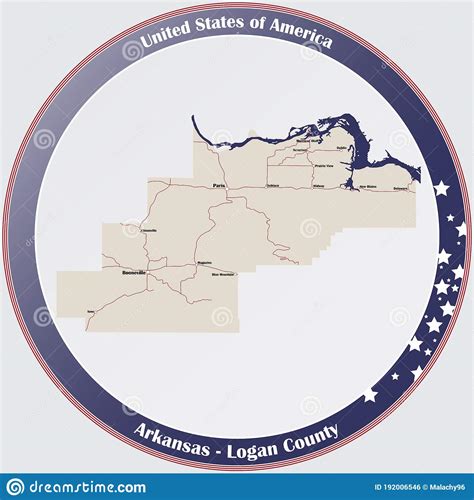 Map Of Logan County In Arkansas Stock Vector Illustration Of City