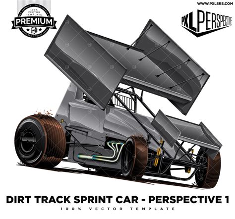 Dirt Track Sprint Car Premium Perspective 100 Vector Template