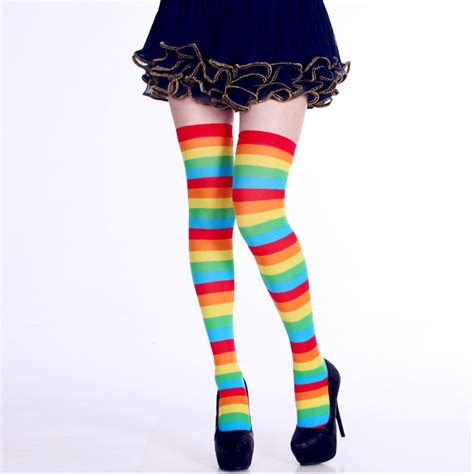 New Stylish Women Stockings Stripe Print Long Tube Knee Meias Soxs