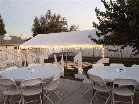 All White Party Backyard Set Up Bbq Wedding Reception Backyard Bbq