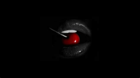 Black background red lips wallpaper. 🥇 Lips cherries wallpaper | (102164)