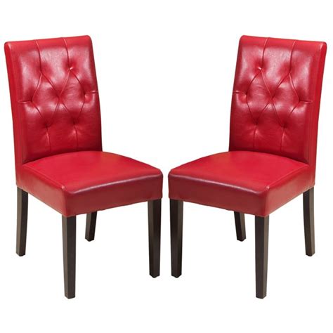 Whatever your armchair needs are, we have many to choose from to add a lot of style and comfort to your home. Falo Bonded Leather Red Dining Chair (Set of 2) - Walmart ...