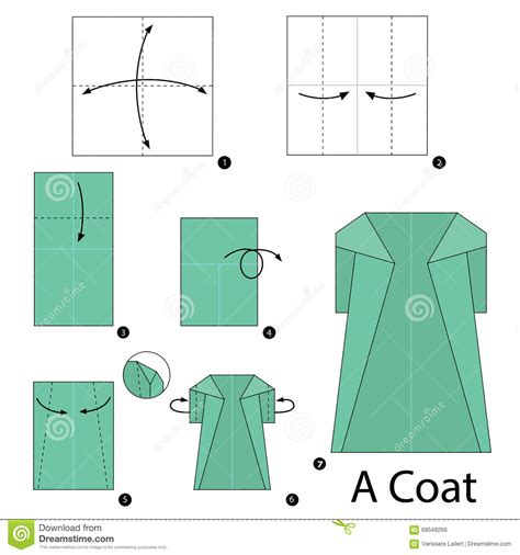 Step By Step Instructions How To Make Origami A Coat Vector