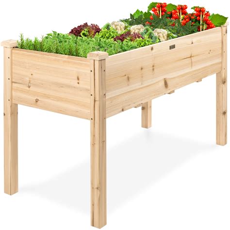 Best Choice Products X X In Elevated Raised Wood Planter Garden Bed Box Stand For Backyard