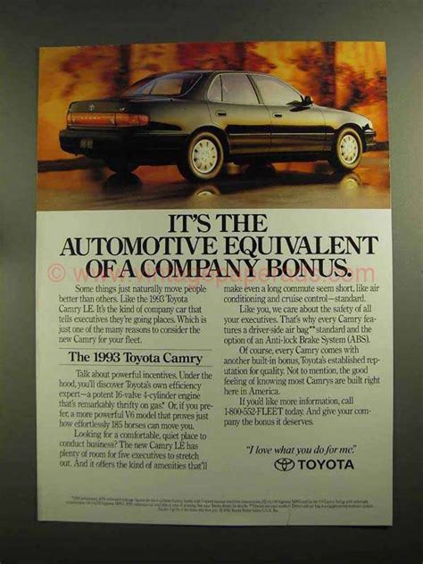 1993 Toyota Camry Car Ad - Equivalent of Company Bonus