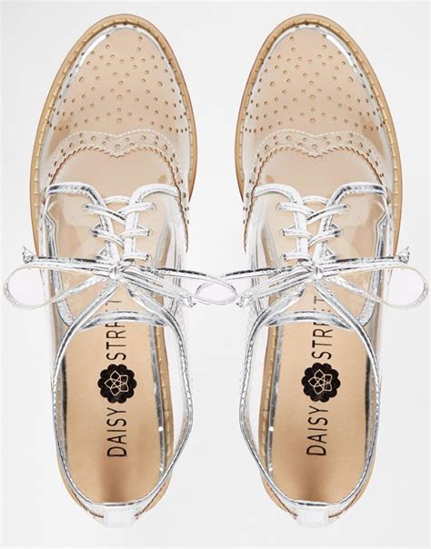 Daisy Street Clear Brogue Flat Shoes At Minimalist Shoes