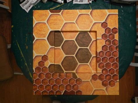 hexagons  honeybees work  progress karens nature art