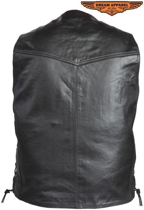 Mens Leather Vest With Side Laces Mv Cp Size