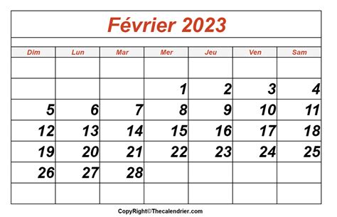 Calendrier Février 2023 Imprimable The Calendrier