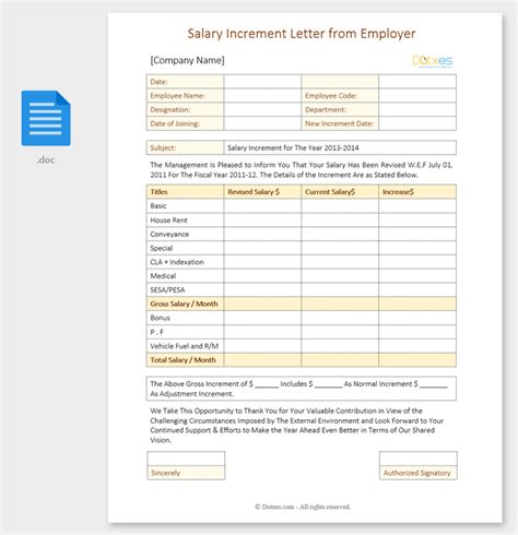 Salary Increment Letter Best Printable Samples And Formats