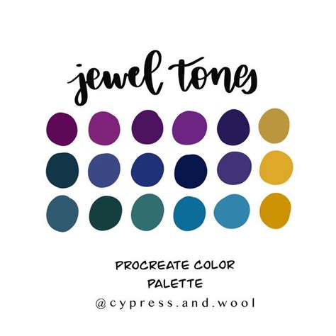 Jewel Tones Color Palette Procreate Palette Procreate Swatches In