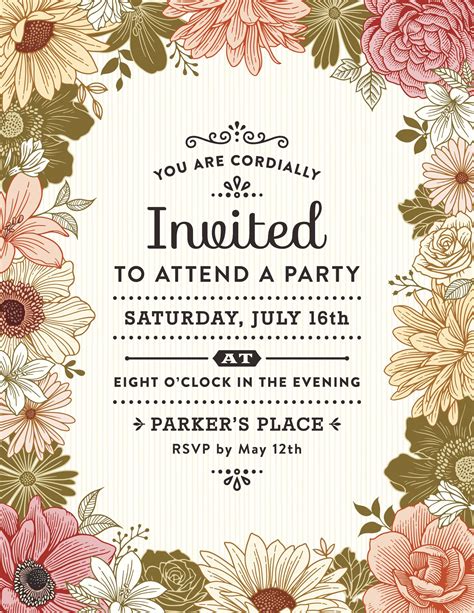 Example Of Party Invitation Card Printable Templates