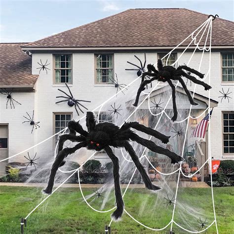 Buy Halloween Fake Spider And Web Two Realistic Looking Hairy Spiders