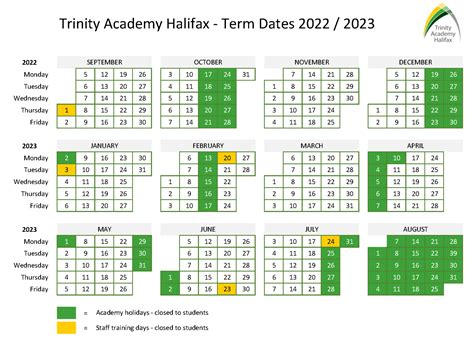 Term Dates Trinity Academy Halifax