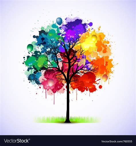 Colorful Tree Background Vector Image On Tree Art Colorful Art