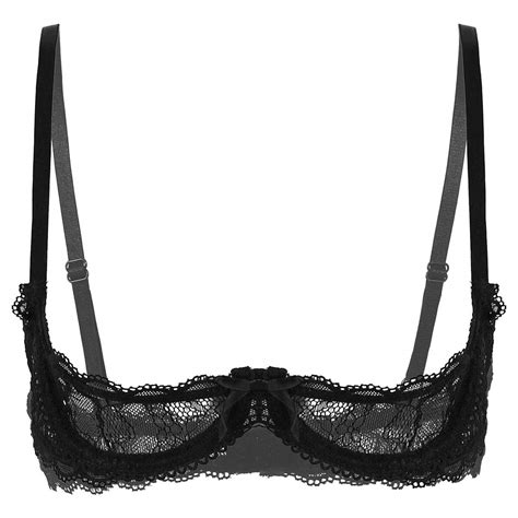 Buy Oyolan Womens Sexy Sheer Lace Bralette Cup Push Up Underwired Shelf Bra Unlined