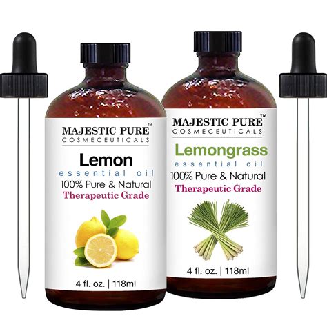 Amazon Com Majestic Pure Lemon Essential Oil And Lemongrass Essential