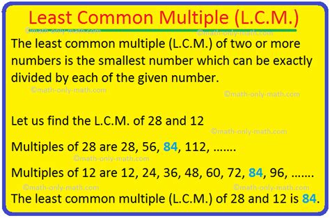 Least Common Multiple Lowest Common Multiplesmallest Common Multiple